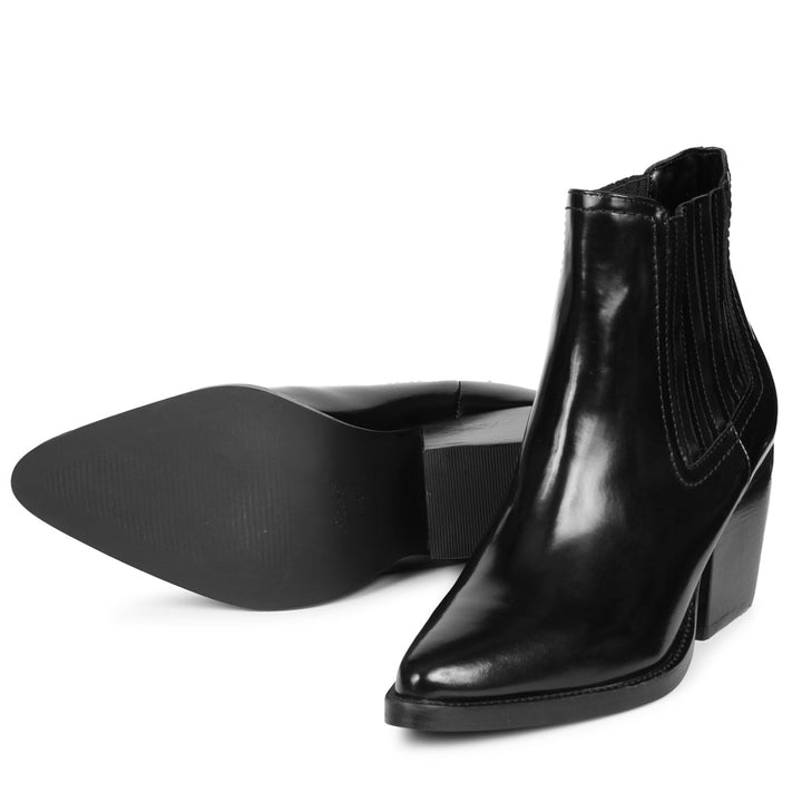 Eleanor Black Patent Leather Chelsea Boots