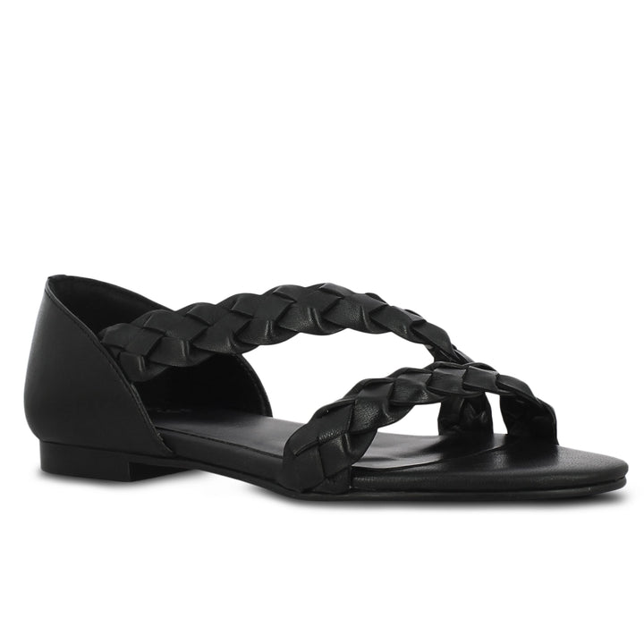 Saint Venciza Black Woven Leather Handcrafted Sandals