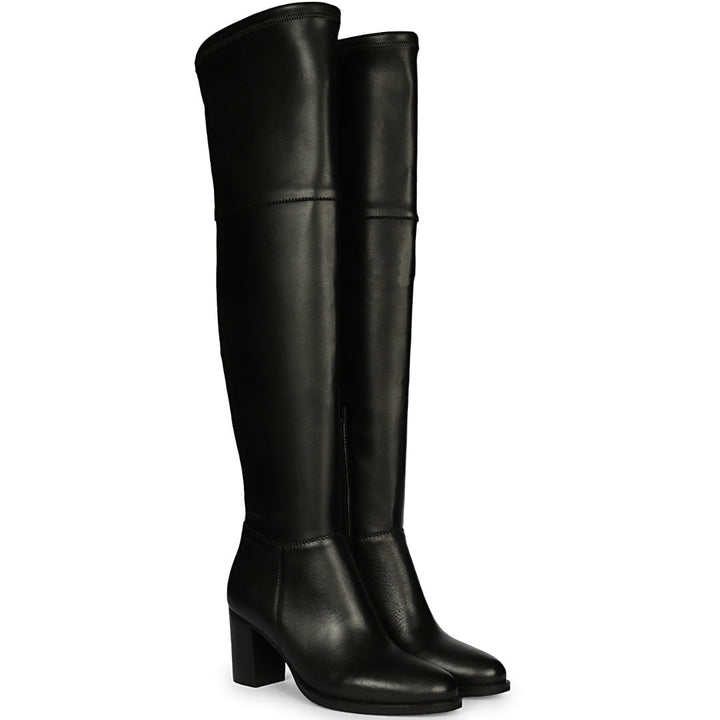 Saint Belinda Black Stretch Napa Thigh High Boots
