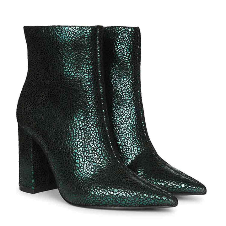 Saint Lorena Green Metallic Leather High Ankle Boots