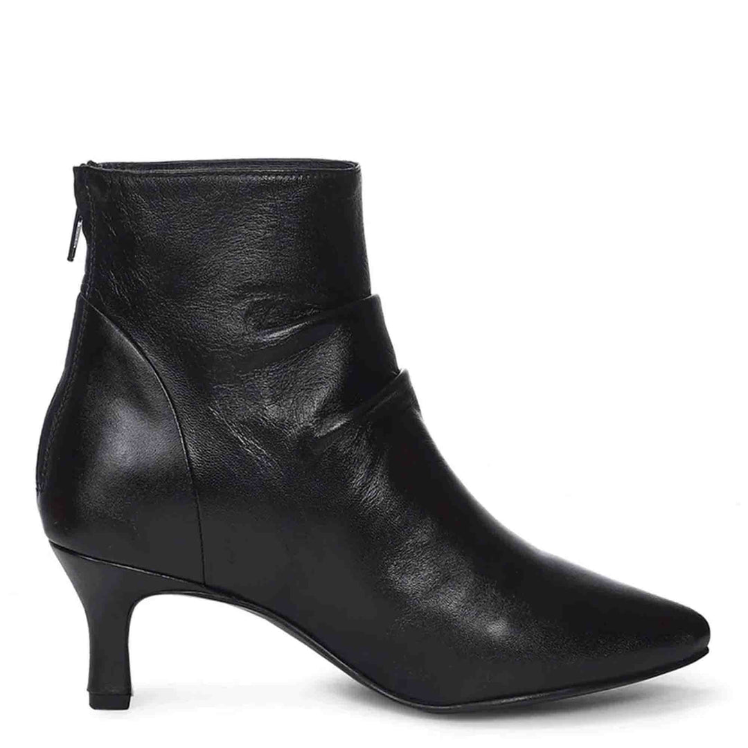 Saint Lovina Black Slouch Leather Kitten Heel Ankle Boots