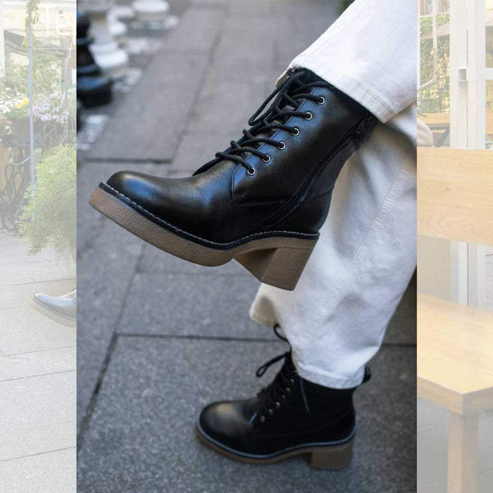 Saint Esme Black Leather Lace Up Boots