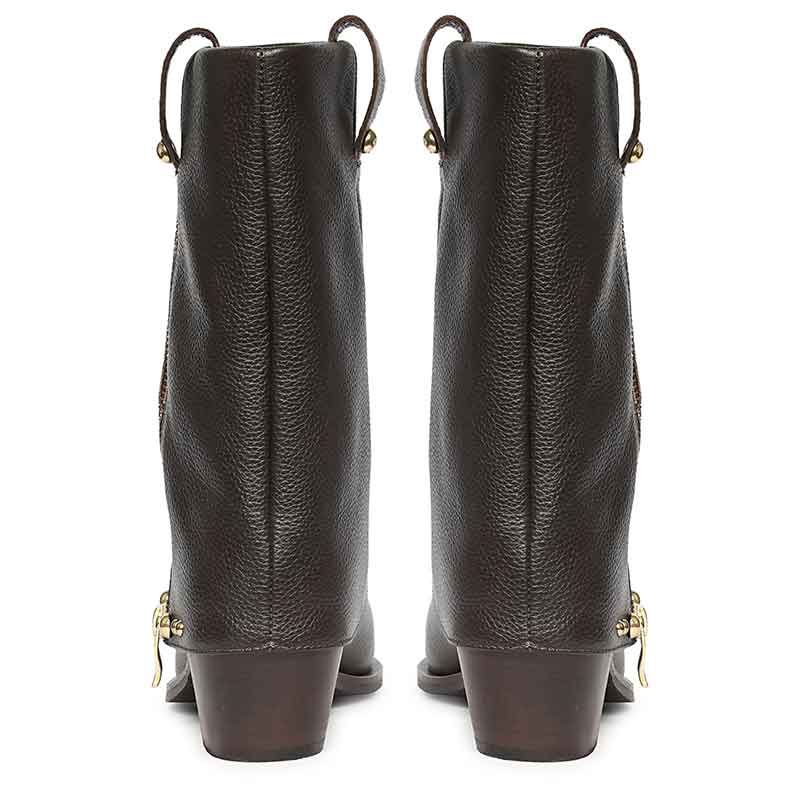 Saint Malone Fold Over Brown Leather Mid Calf Boots