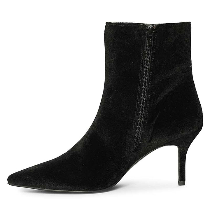 Saint Amoura Triangular Crystal Black Velvet Ankle Boots