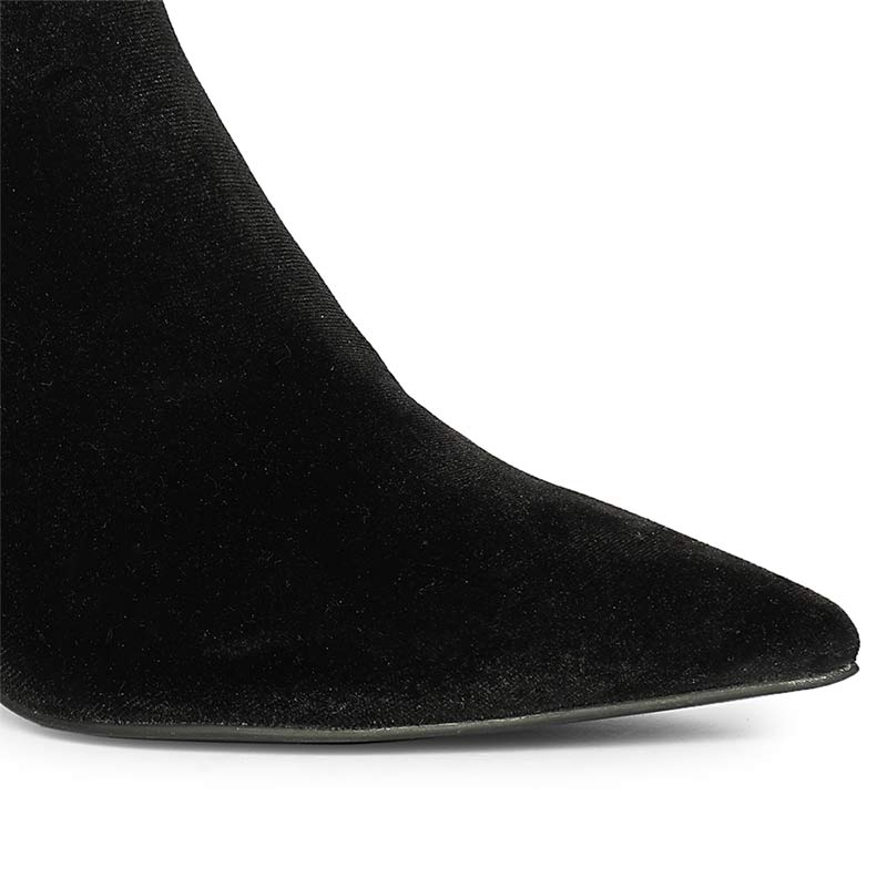 Saint Amoura Triangular Crystal Black Velvet Ankle Boots