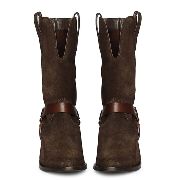 Saint Belkis Brown Suede Leather Cowbboy Boots