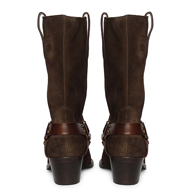 Saint Belkis Brown Suede Leather Cowbboy Boots