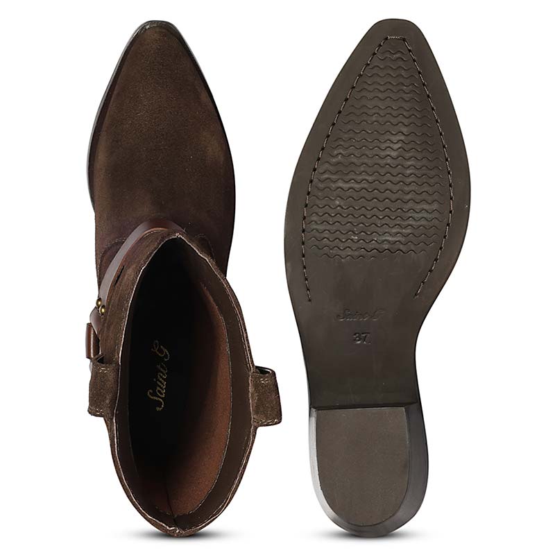 Saint Belkis Brown Suede Leather Cowbboy Boots