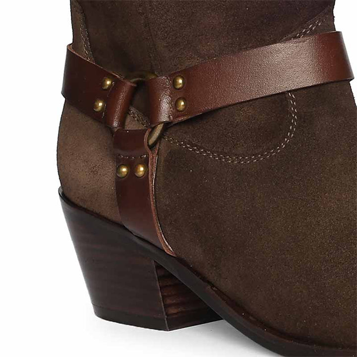 Saint Belkis Brown Suede Leather Cowbboy Boots