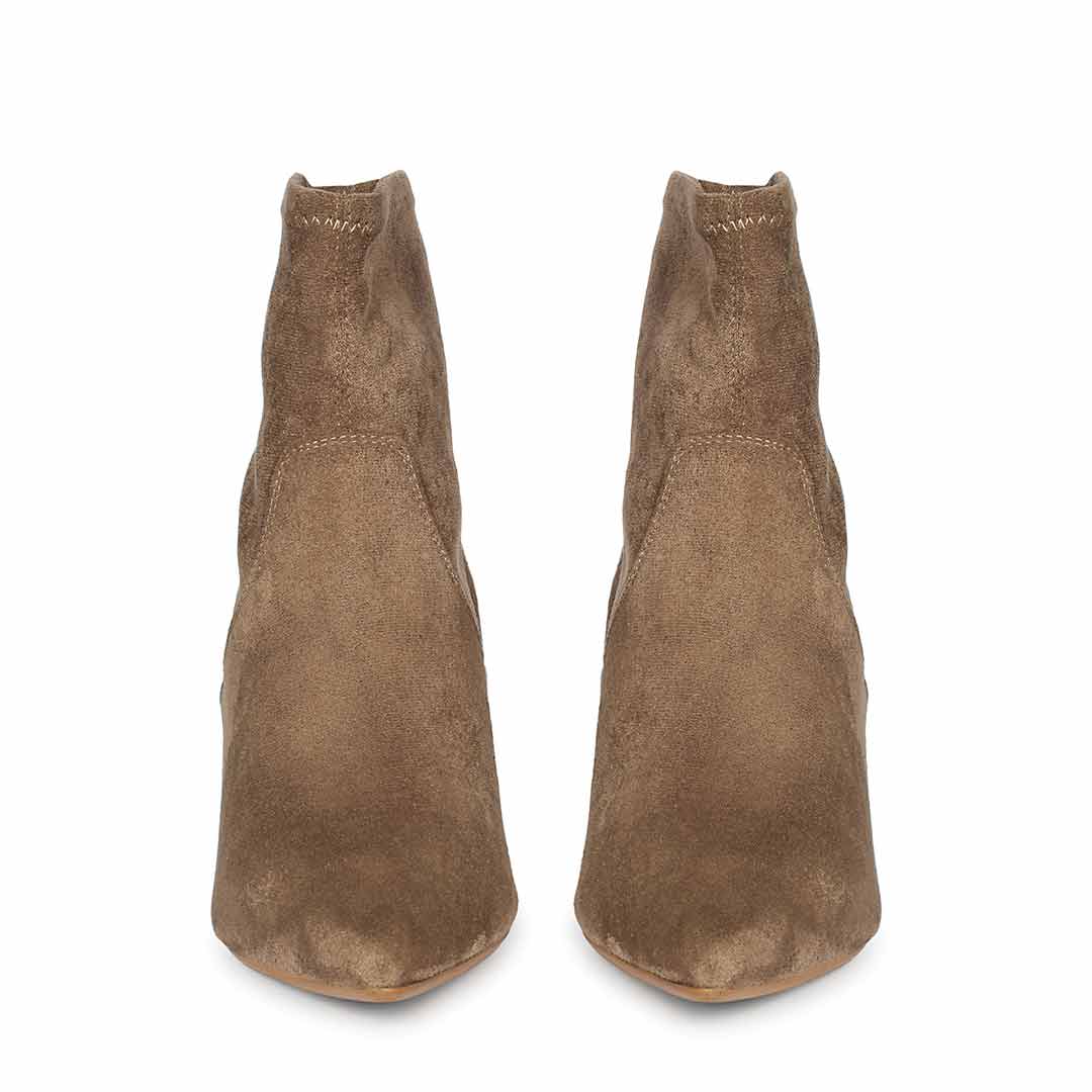 Saint Jemima Taupe Stretch Suede Stilettos Ankle Boots