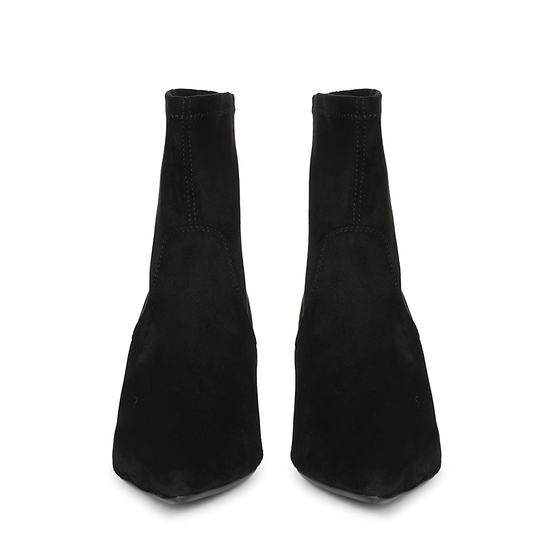 Saint Jemima Black Stretch Suede  Stiletto Ankle Boots
