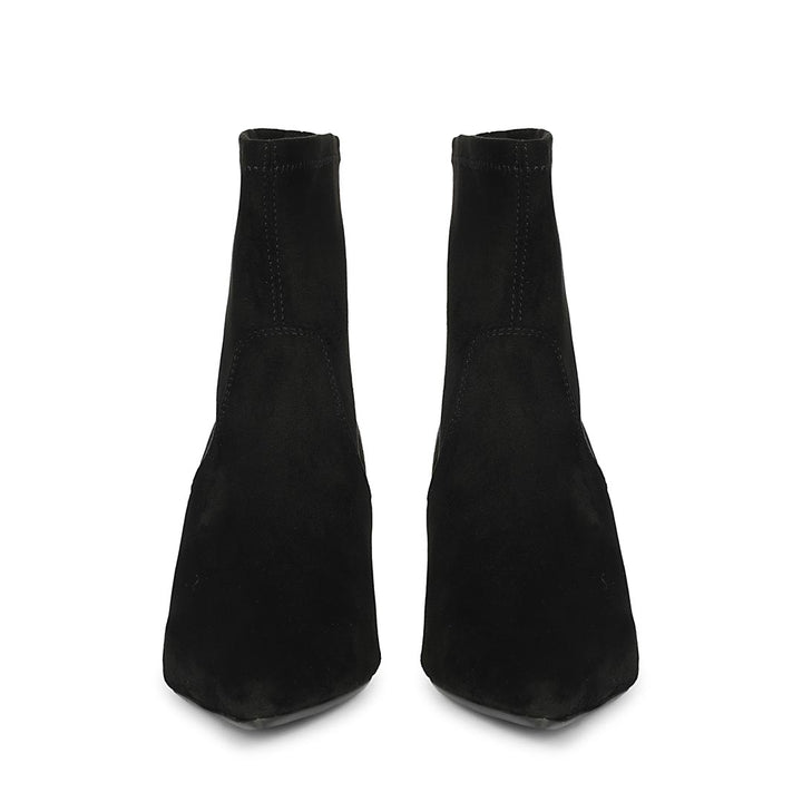 Saint Jemima Black Stretch Suede  Stiletto Ankle Boots