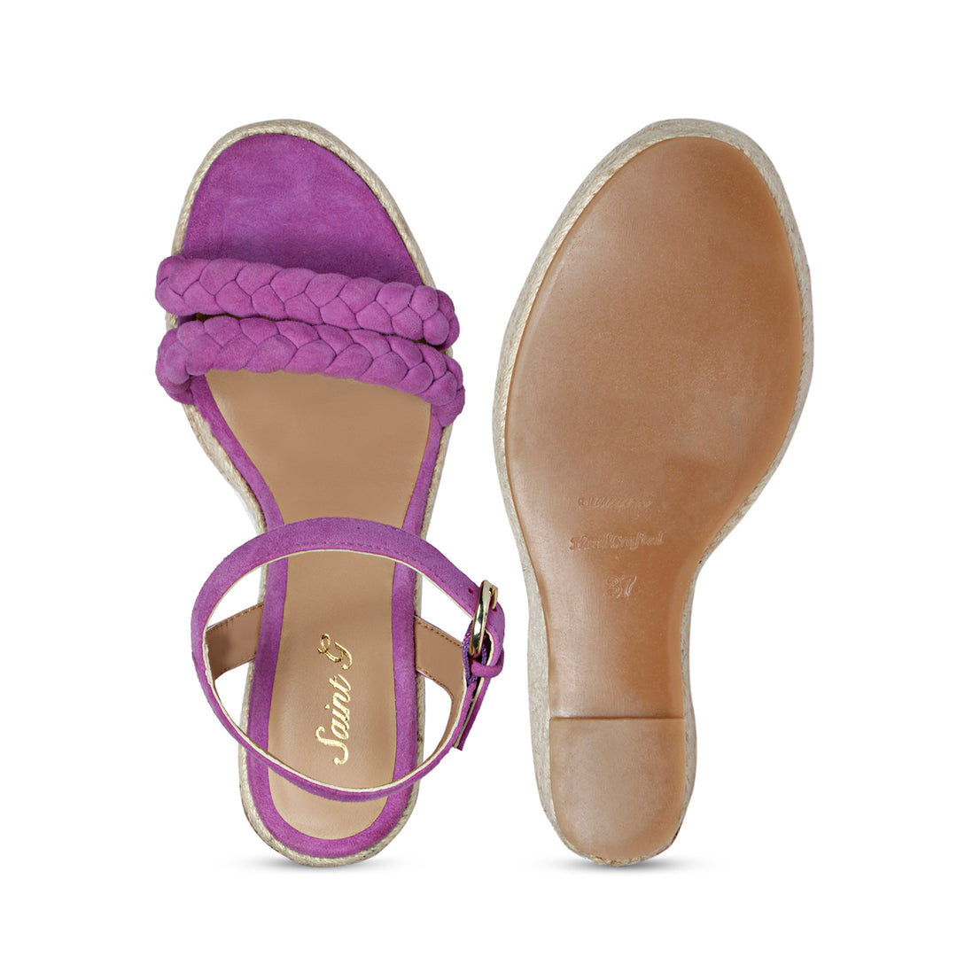 Purple Suede Leather Wedge Heels