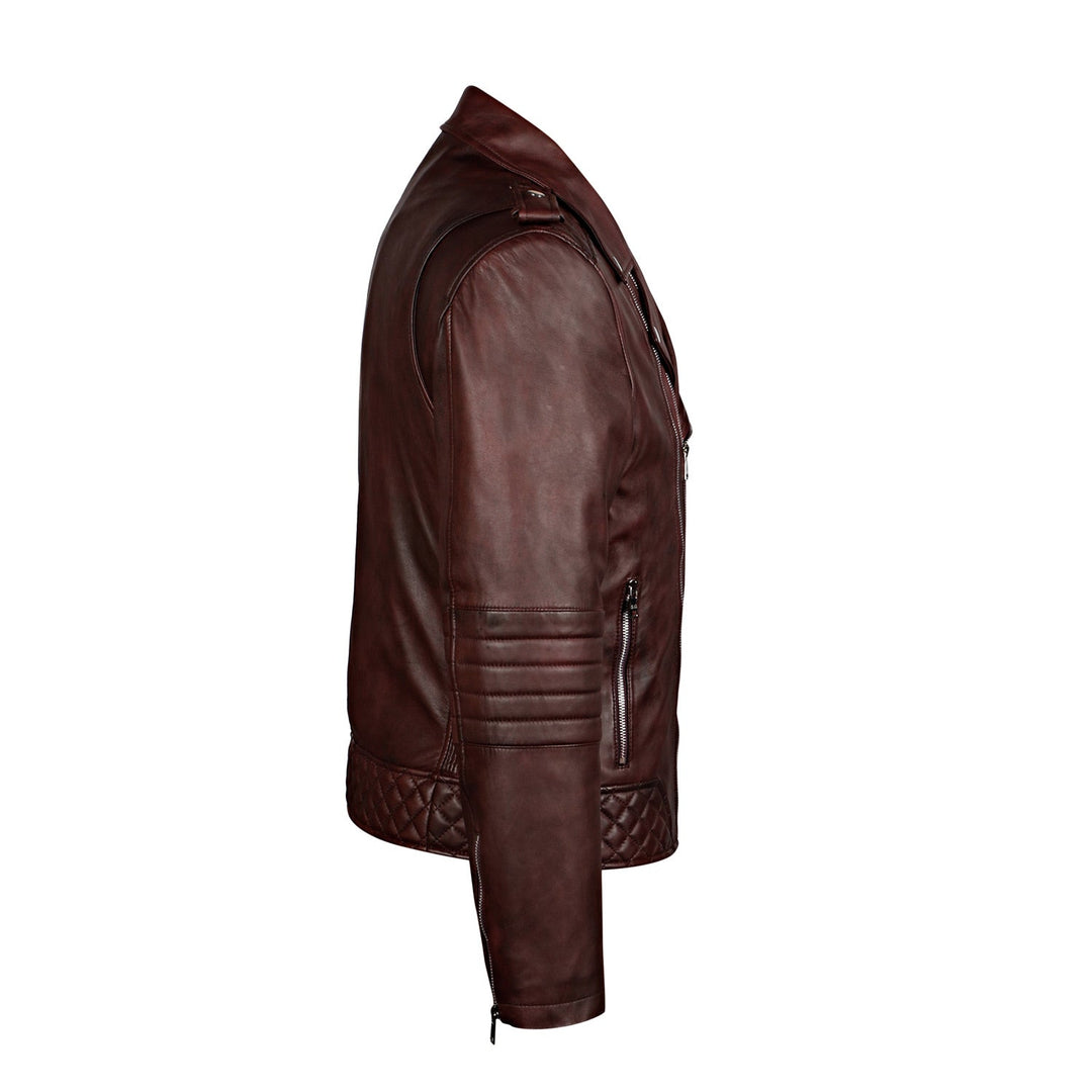 Saint Fabio Men Brown Leather Biker Style Jackets