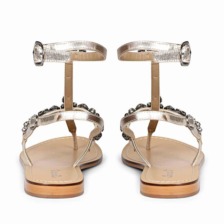 Stone embellished gold sandals