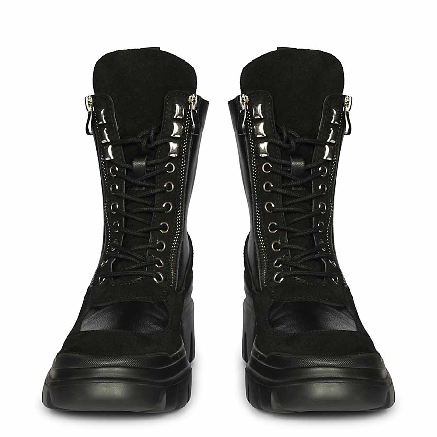 Saint Kendall Black Leather Lace Up High Ankle Boots