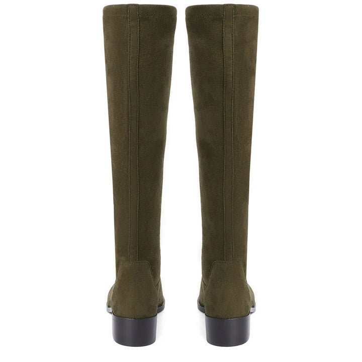 Saint Amy Olive Stretch suede Leather Knee High Boots