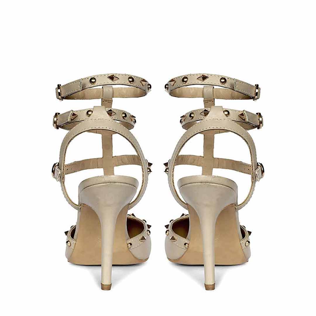 Saint Brittany Crystal Stone Nude Leather Stilettos