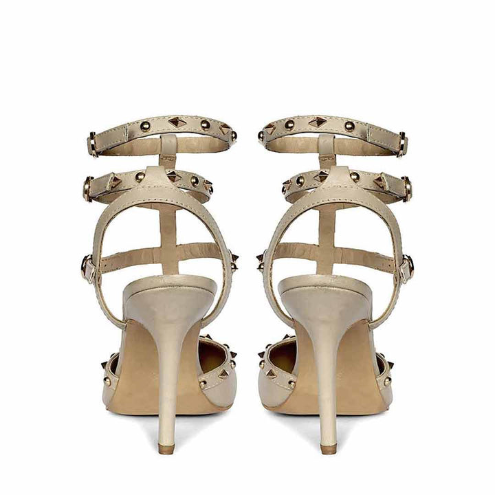 Saint Brittany Crystal Stone Nude Leather Stilettos