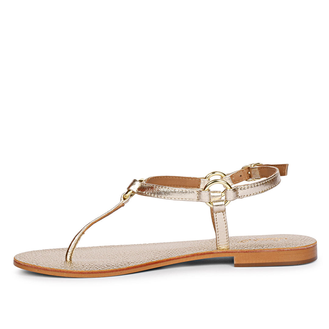 Saint Coretta Golden O-Ring Platin Leather Sandals