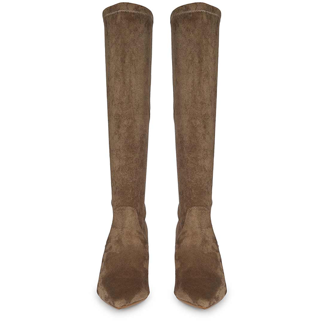 Pair of brown suede knee-high boots