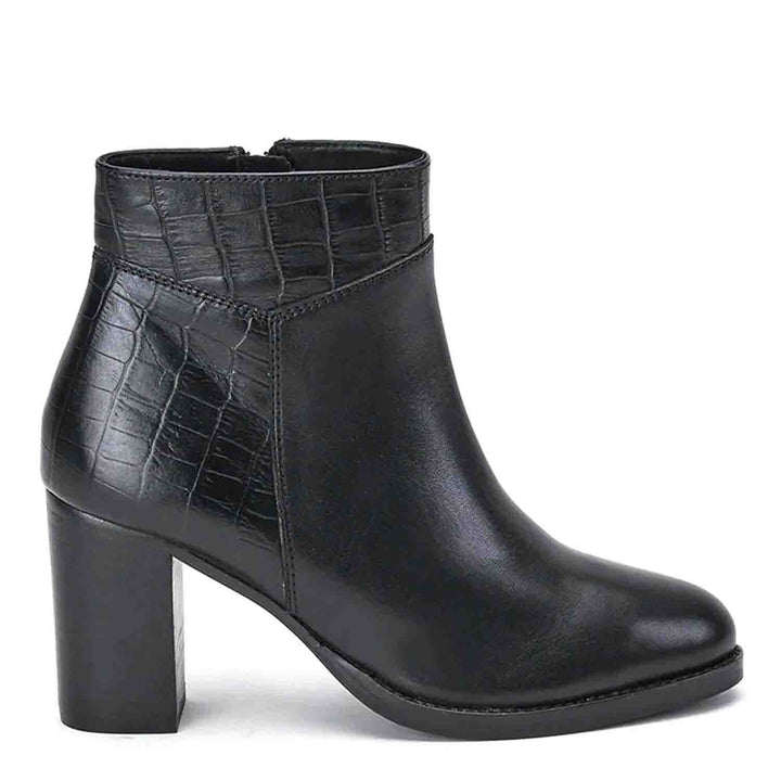 Saint Alexa Black Croco Embossed Leather Ankle Boots - SaintG United Kingdom