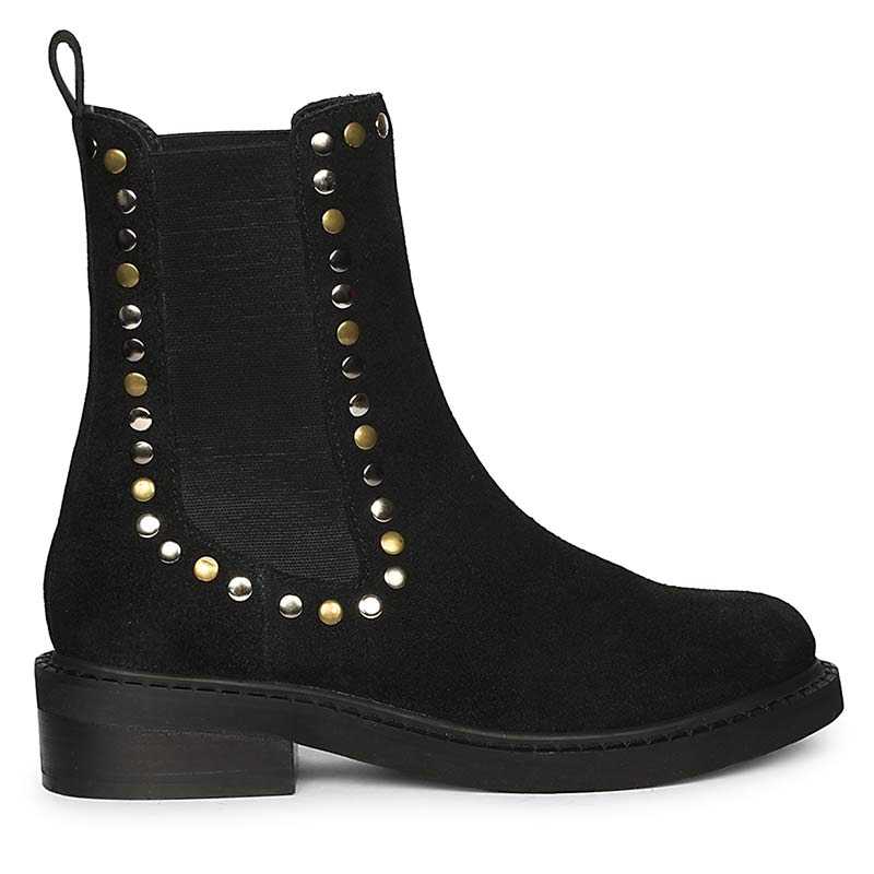 Saint Sarina Multi Studs Suede Leather High Ankle Boots