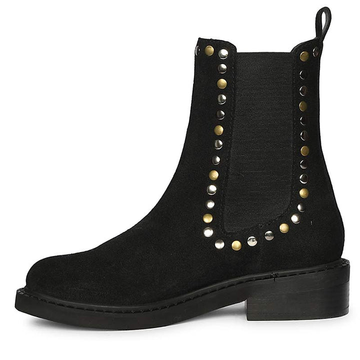 Saint Sarina Multi Studs Suede Leather High Ankle Boots