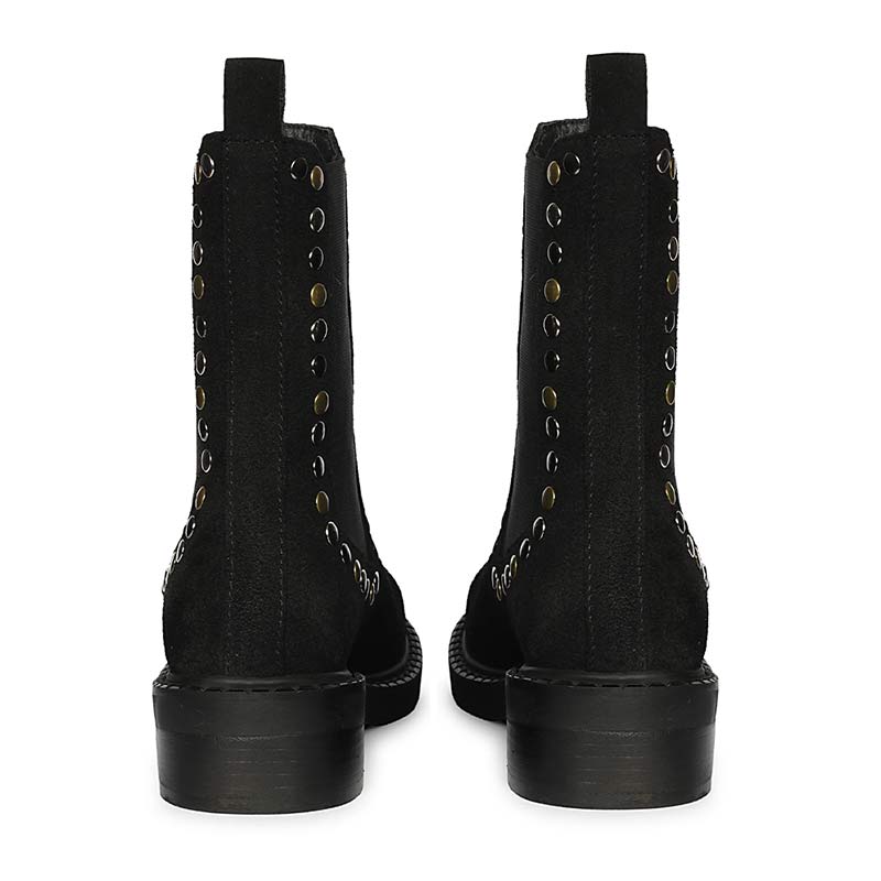 Saint Sarina Multi Studs Suede Leather High Ankle Boots