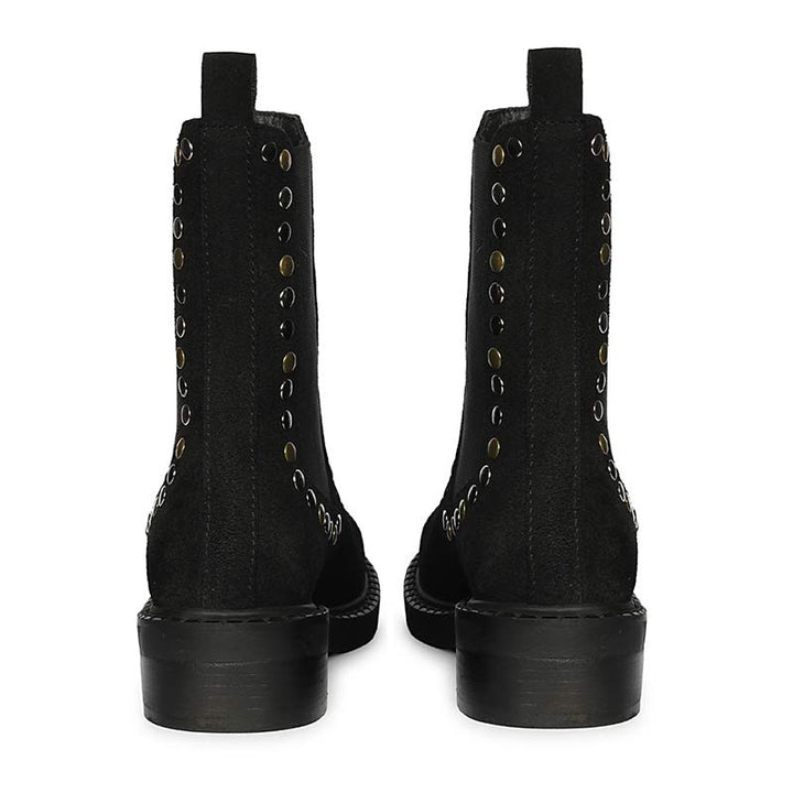 Saint Sarina Multi Studs Suede Leather High Ankle Boots