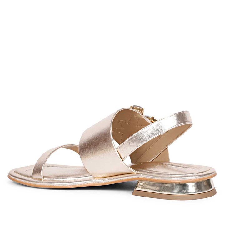 Saint Carona Multi Stone Butterfly Trim Gold Leather Sandals