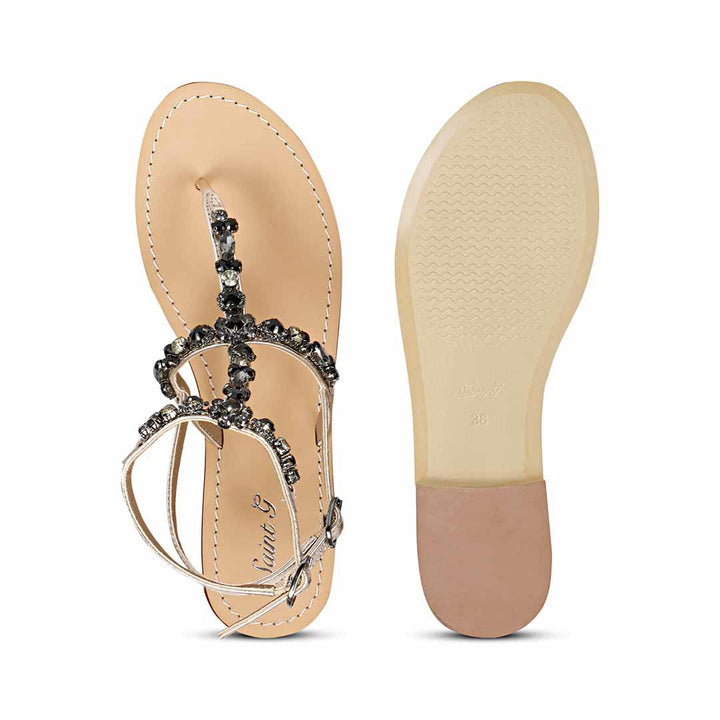 Premium leather flat sandals women