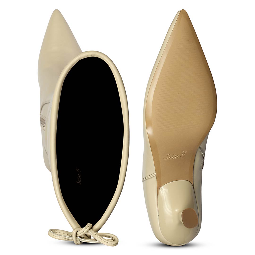 Saint Primrose Beige Stretch Napa Above The Knee Boots