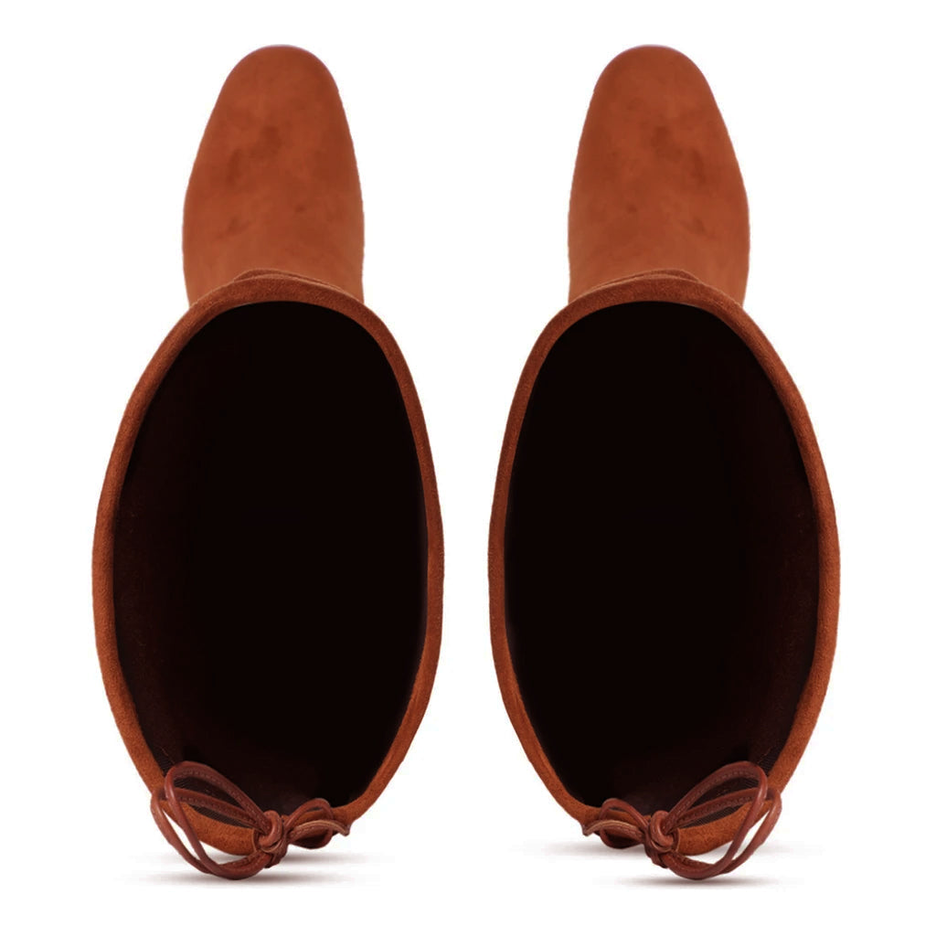 Chic Saint Luisa Tan Suede Boots - Knee-high Stretch Design for Women