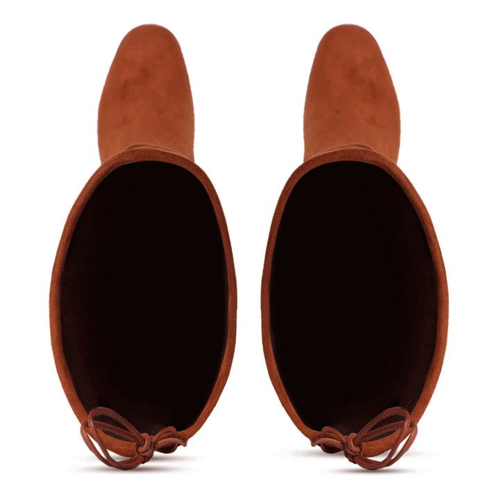 Chic Saint Luisa Tan Suede Boots - Knee-high Stretch Design for Women