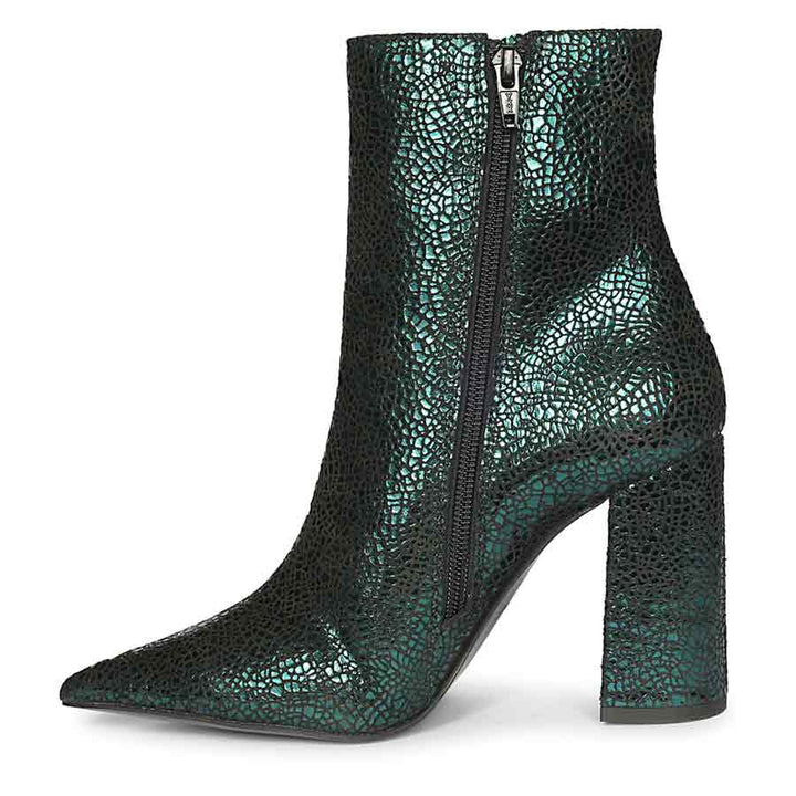 Saint Lorena Green Metallic Leather High Ankle Boots