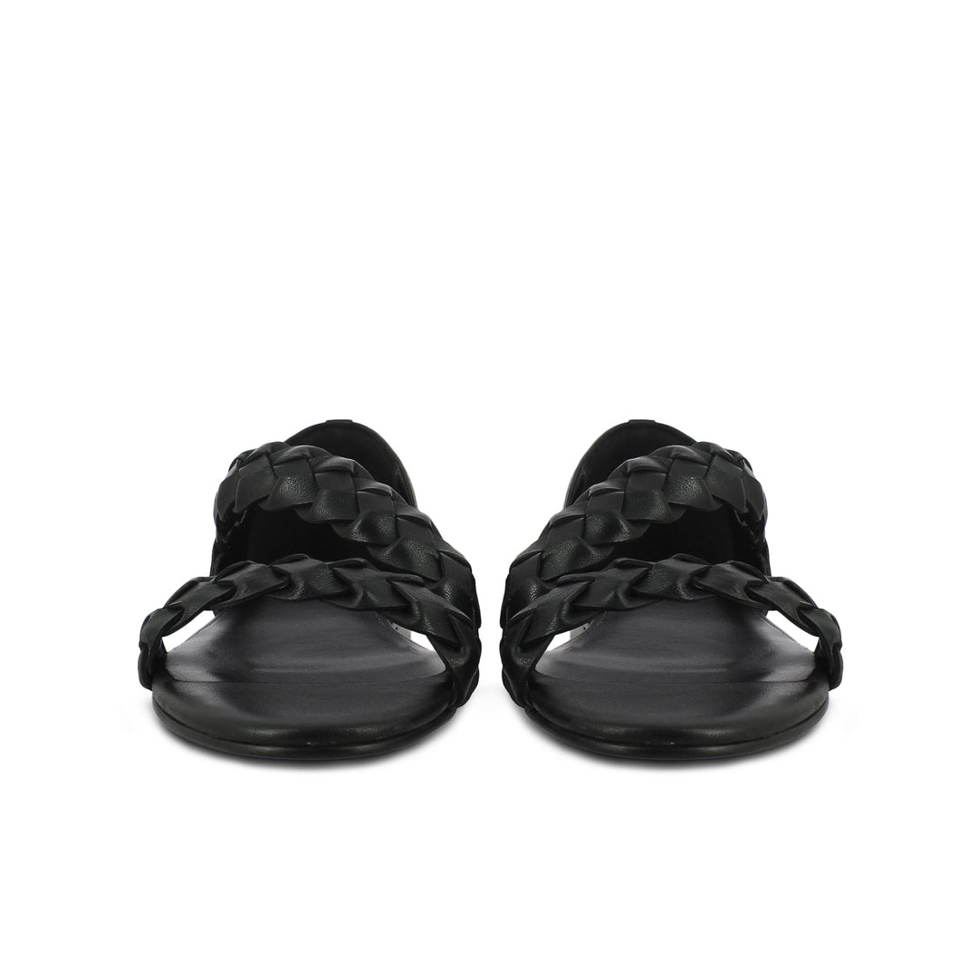 Saint Venciza Black Woven Leather Handcrafted Sandals