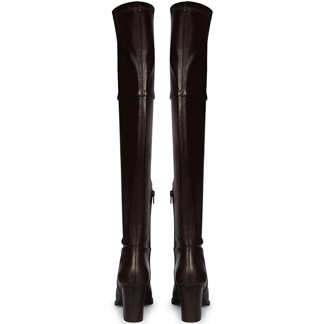 Saint Belinda Brown Stretch Napa Thigh High Boots