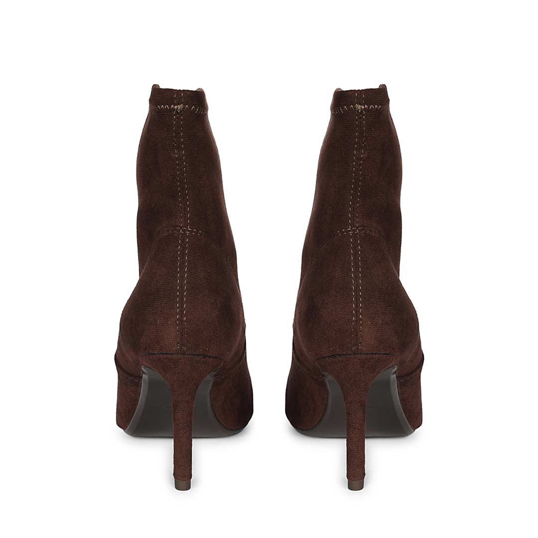 Saint Jemima Brown Stretch Suede Stiletto Ankle Boots