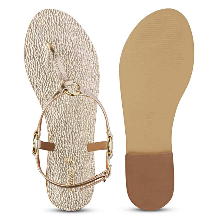 Saint Coretta Golden O-Ring Platin Leather Sandals