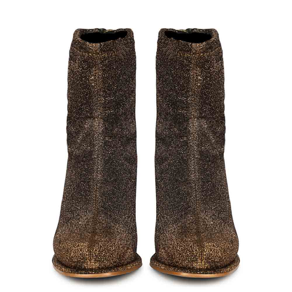 Saint Saveria Bronze Metallic Stretch Fabric Ankle Boots