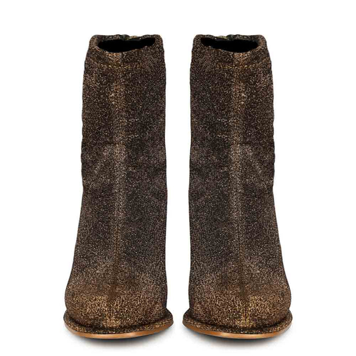 Saint Saveria Bronze Metallic Stretch Fabric Ankle Boots