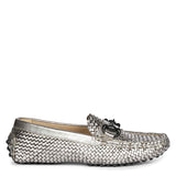 Saint Lucy Gun Metallic Woven Leather Loafers