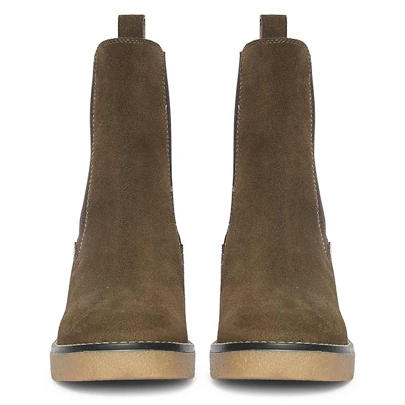Saint Betsy Olive Suede Leather High Ankle Boots