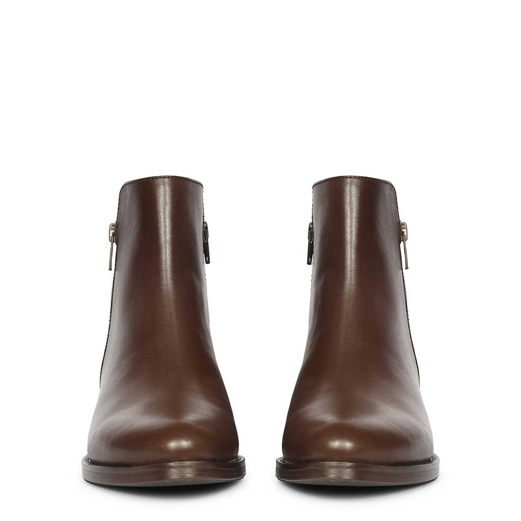 Saint Imelda Brown Leather Handcrafted Side Zippers Ankle Boots