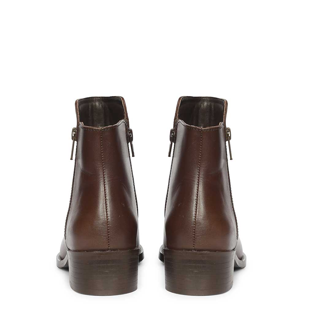Saint Imelda Brown Leather Handcrafted Side Zippers Ankle Boots