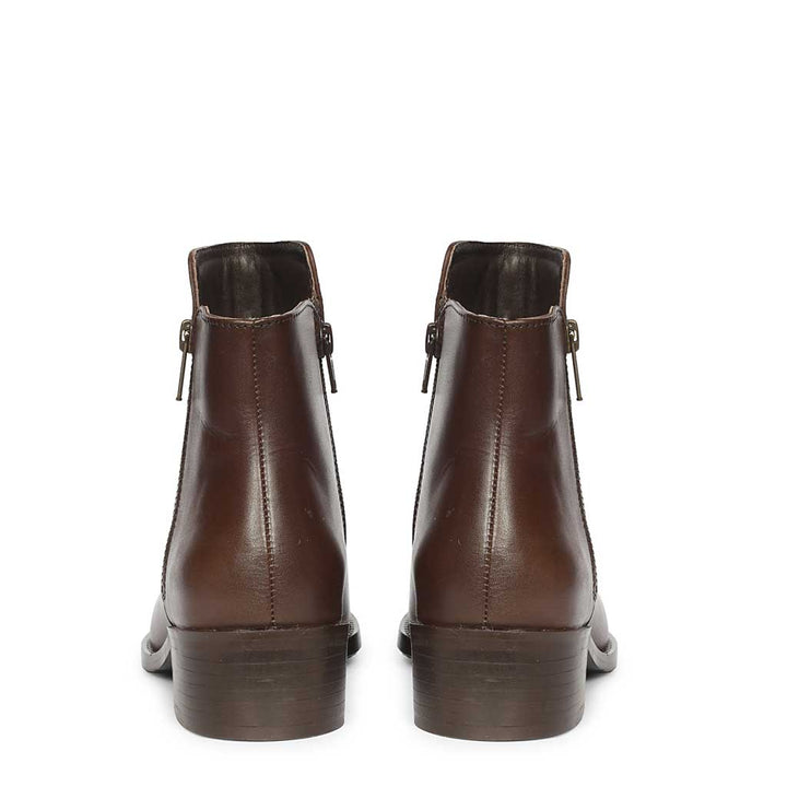 Saint Imelda Brown Leather Handcrafted Side Zippers Ankle Boots