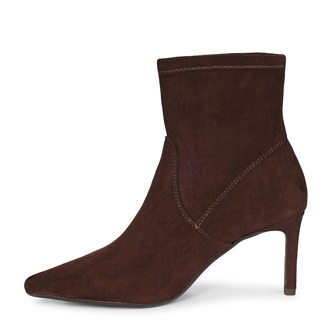 Saint Jemima Brown Stretch Suede Stiletto Ankle Boots