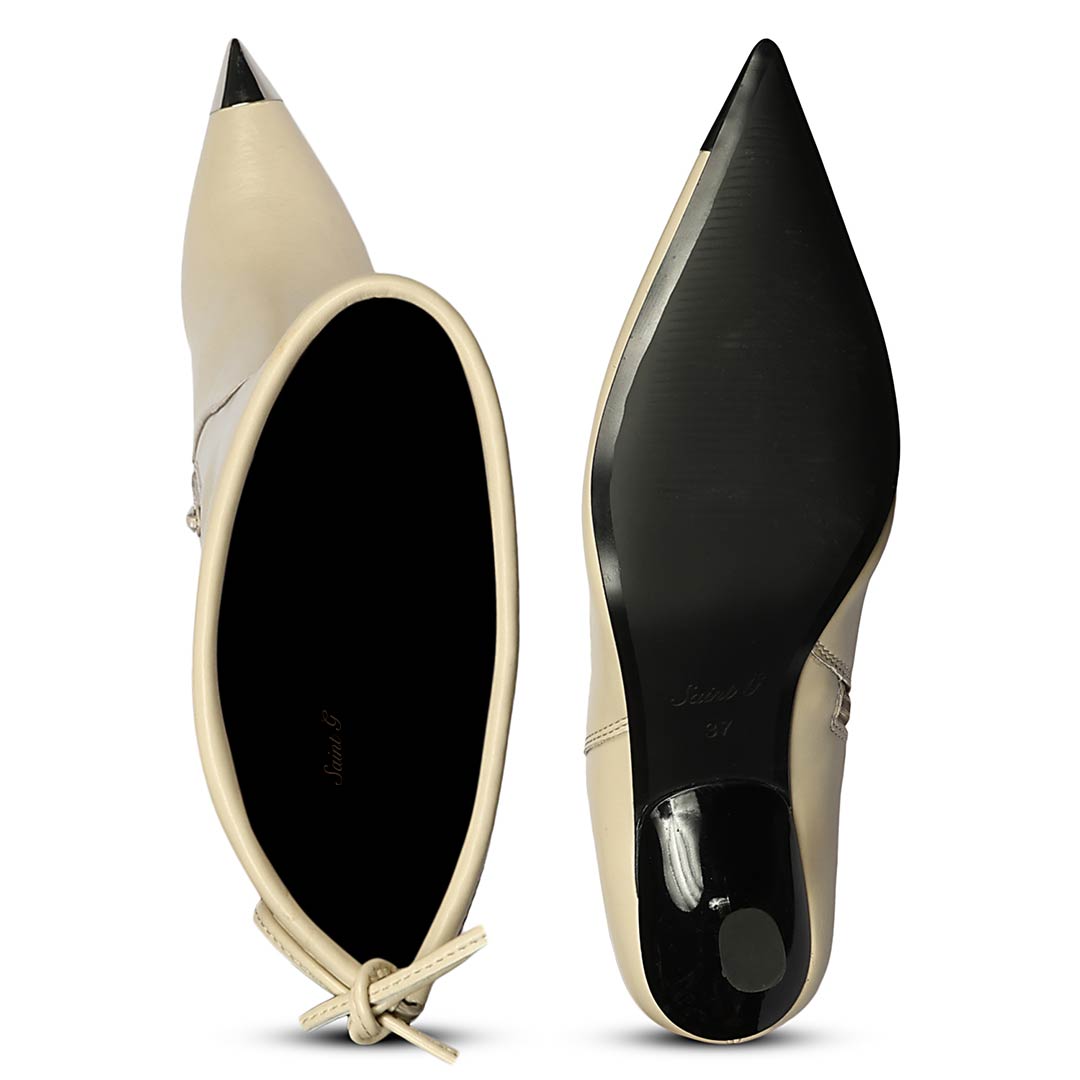 Saint Laurine Beige Stretch  Above The Knee Boots