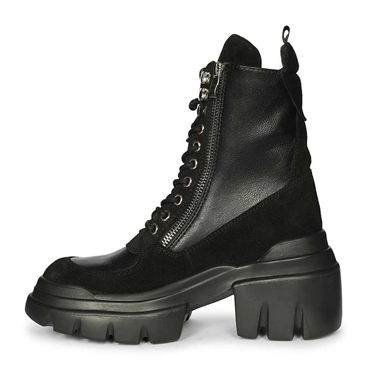 Saint Kendall Black Leather Lace Up High Ankle Boots